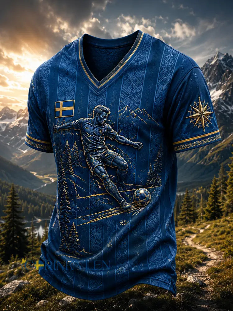 Retro svensk fotbollsfan-konsttryck avslappnad t-shirt tröja - A / S