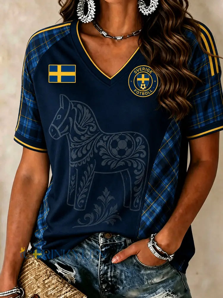 Retro svensk fotbollsfan konsttryck avslappnad topp - A / S