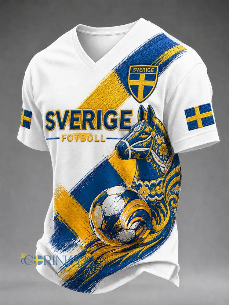 Retro svensk fotbollsfan-konsttryck avslappnad tröja - A / S