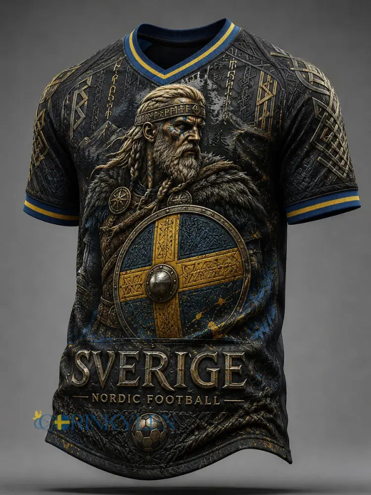 Retro svensk fotbollsfan-konsttryck avslappnad tröja - A / S