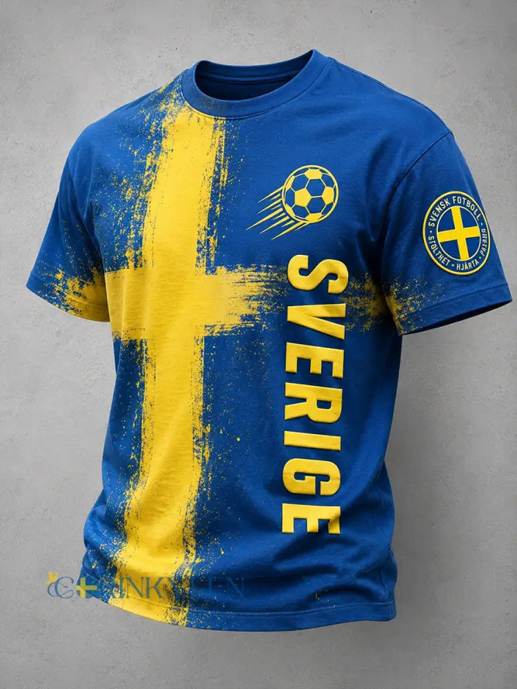 Retro svensk fotbollsfan-konsttryck avslappnad tröja - A / S