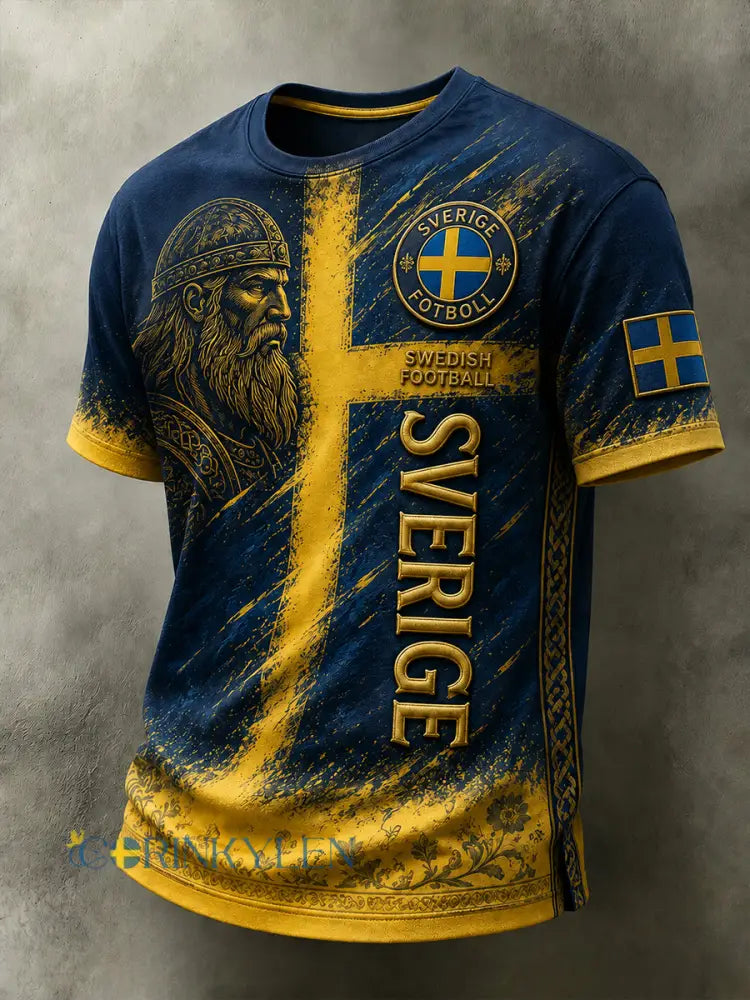 Retro svensk fotbollsfan-konsttryck avslappnad tröja - A / S