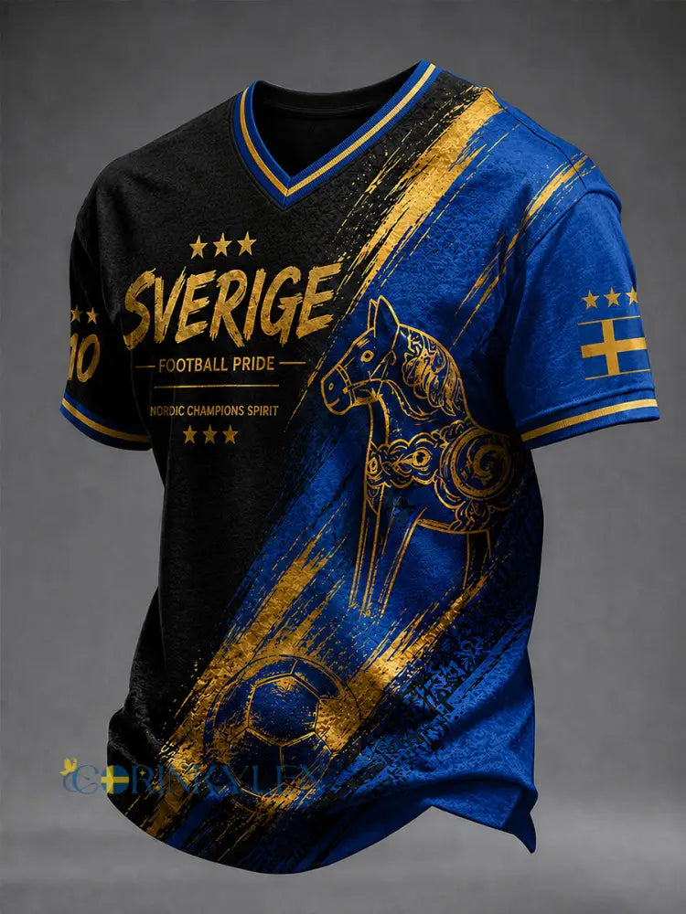 Retro svensk fotbollsfan-konsttryck avslappnad tröja - A / S