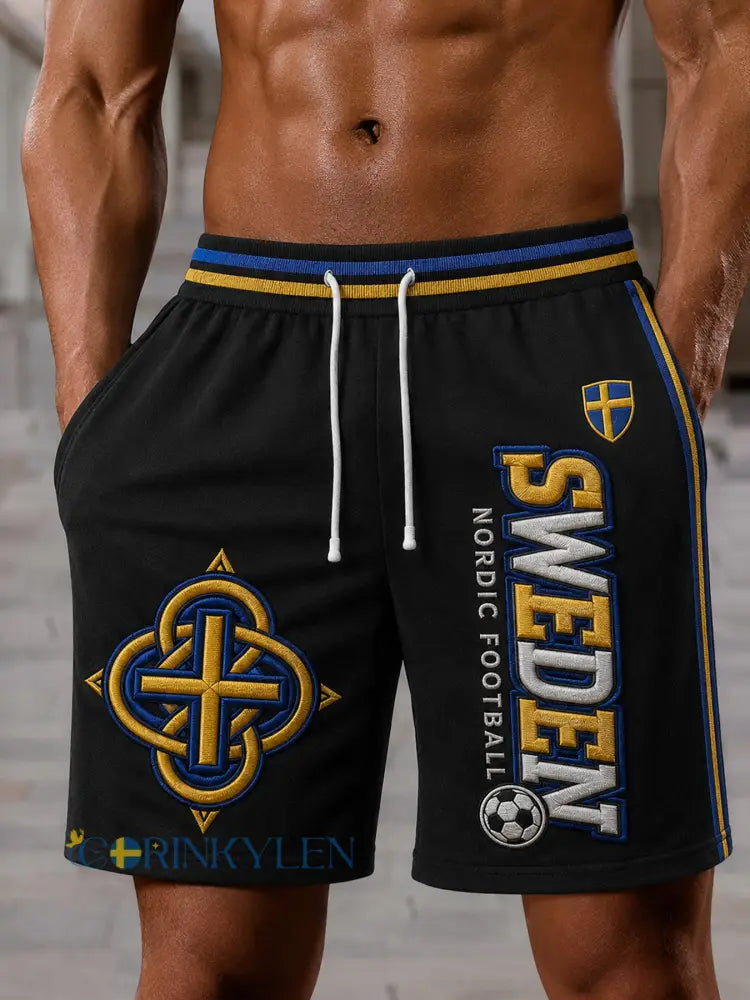 Retro svensk fotbollsfan-konsttryck avslappnade mjukisbyxor - A / S