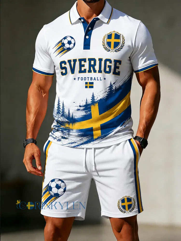 Retro svensk fotbollsfanart-print avslappnad 2-delad set - A / S
