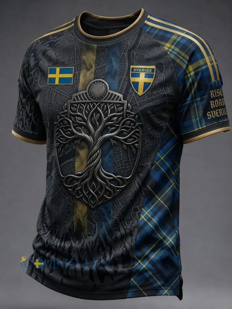 Retro svensk fotbollsfanart-print avslappnad t-shirt - svart / S