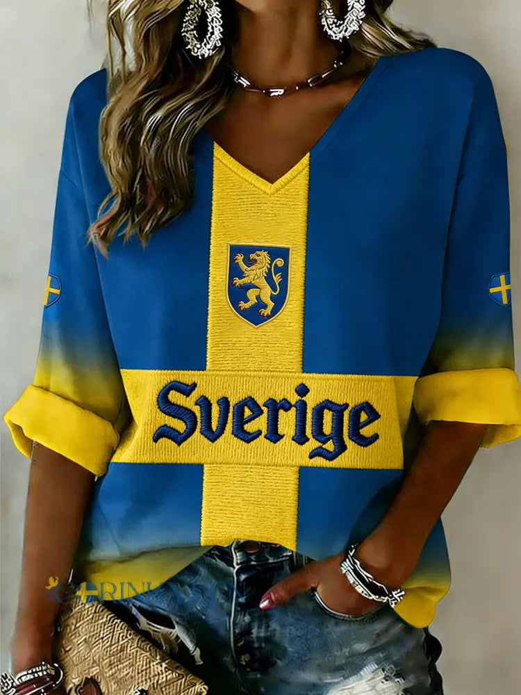 Retro svensk konststil tryckt ledig topp - A / S