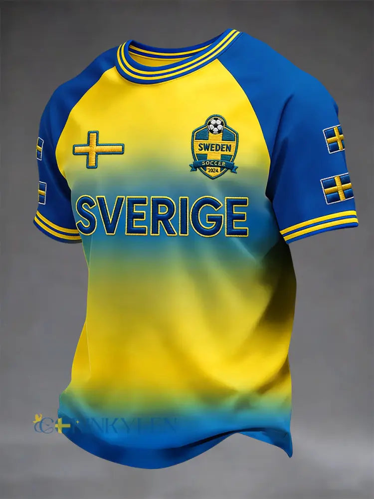 Retro Sverige 2026 Fotboll Fritids-T-shirt - blå / S