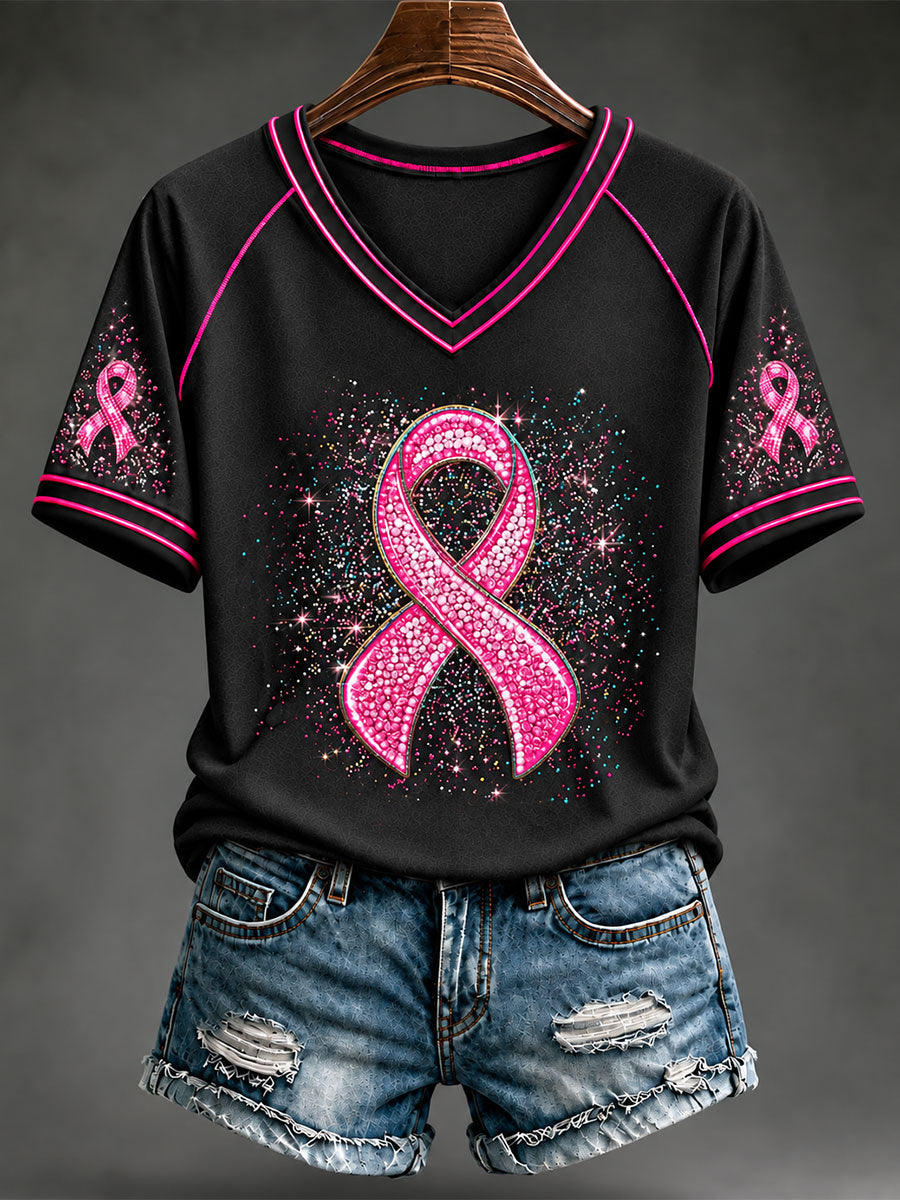 Kvinnors bröstcancer rosa band kortärmade T-shirt
