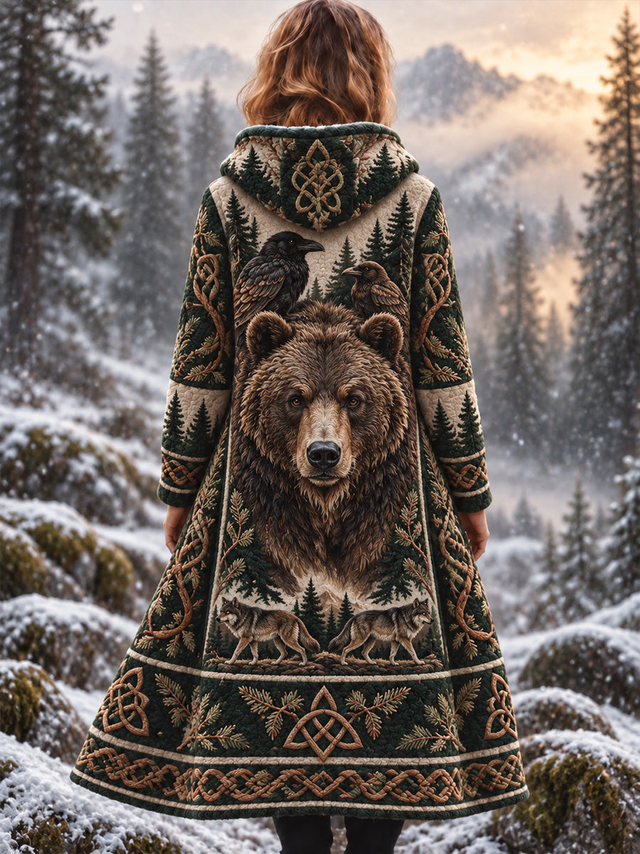 Kvinnors Casual Flannel Jacka med Vintage Nordic VikingScandinavian Style Art Print