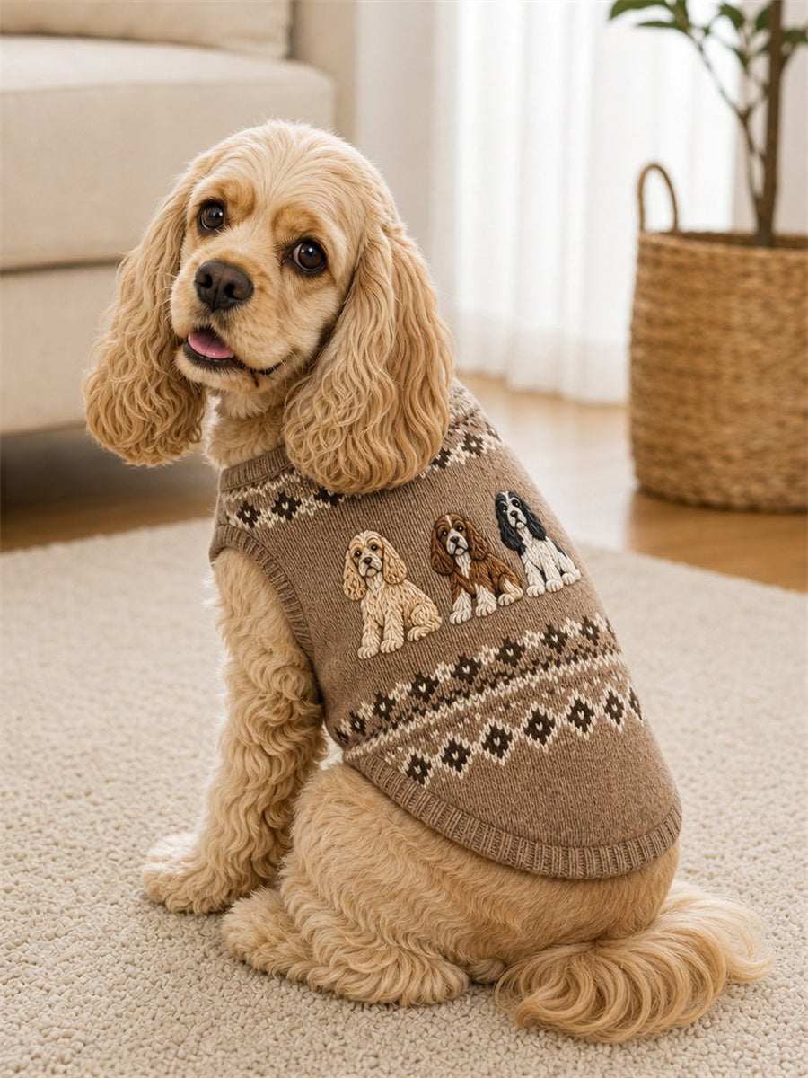 Vintage Cocker Spaniel Hundar Isle Mönster Skriv ut Husdjur ärmlösa västa