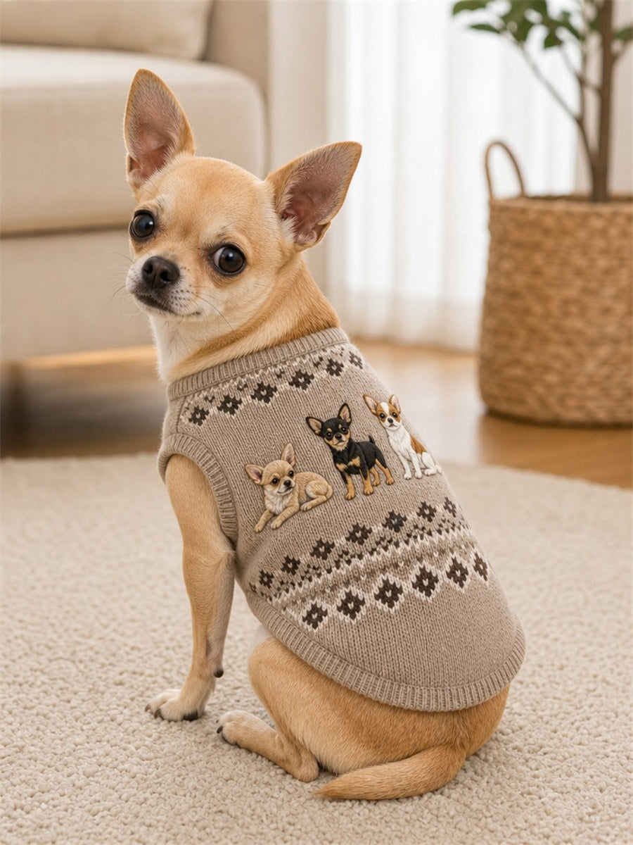 Vintage Chihuahua hundar Isle Mönster Skriv ut Husdjur ärmlösa västa