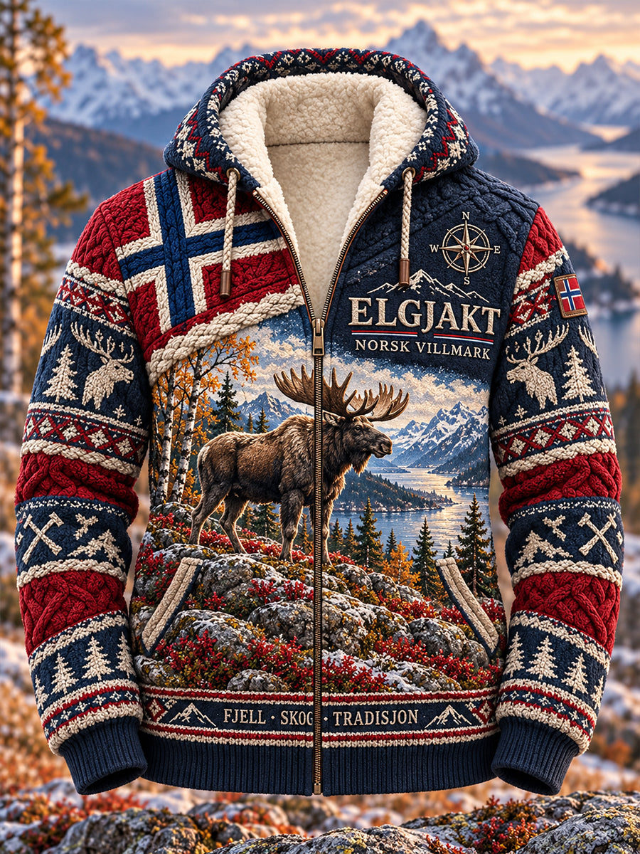 Mäns norska jaktsäsong Flannel Hooded Jacka