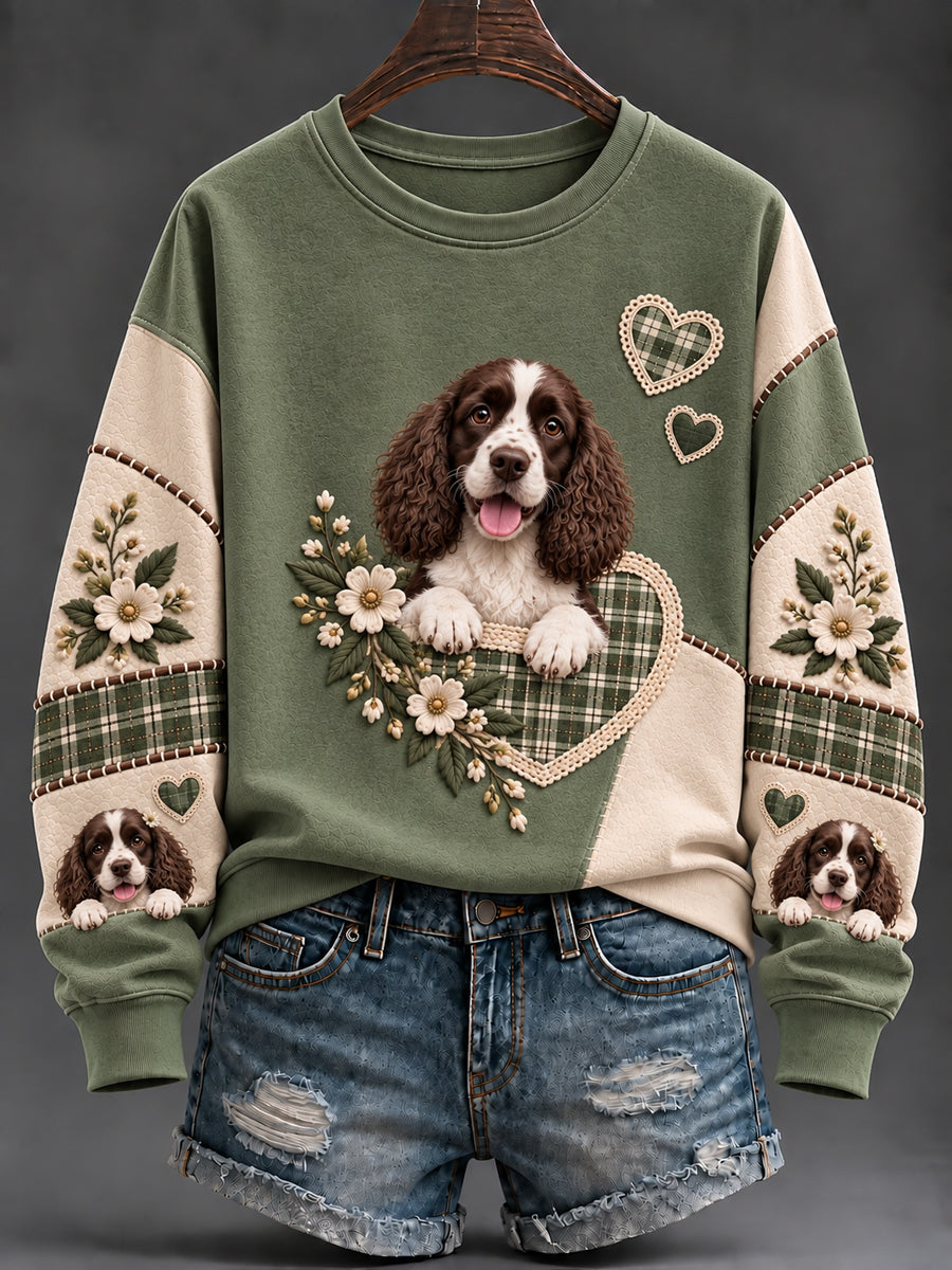 Kvinnors söta hund Print Sweatshirt