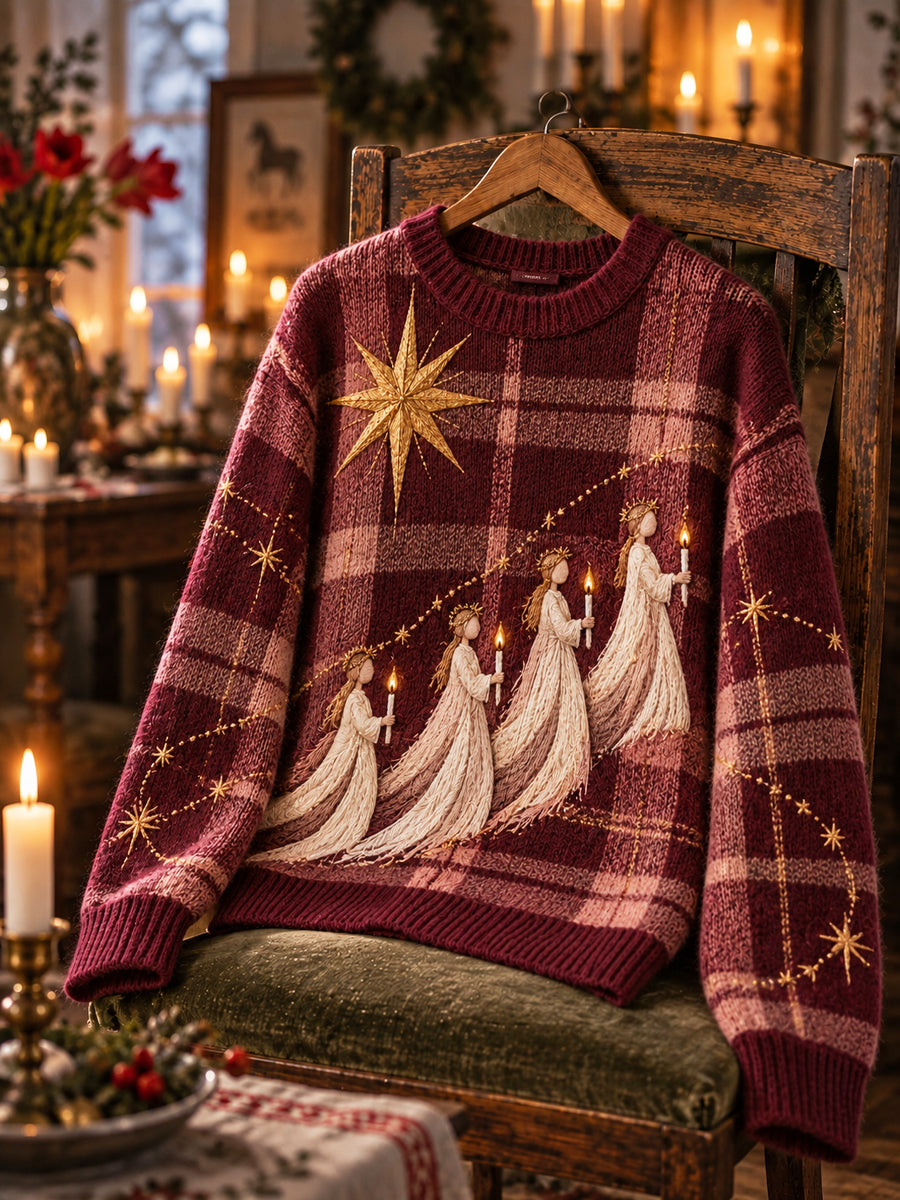 Kvinnors Vintage Lucia Runkade klassisk besättning-hals tröjar