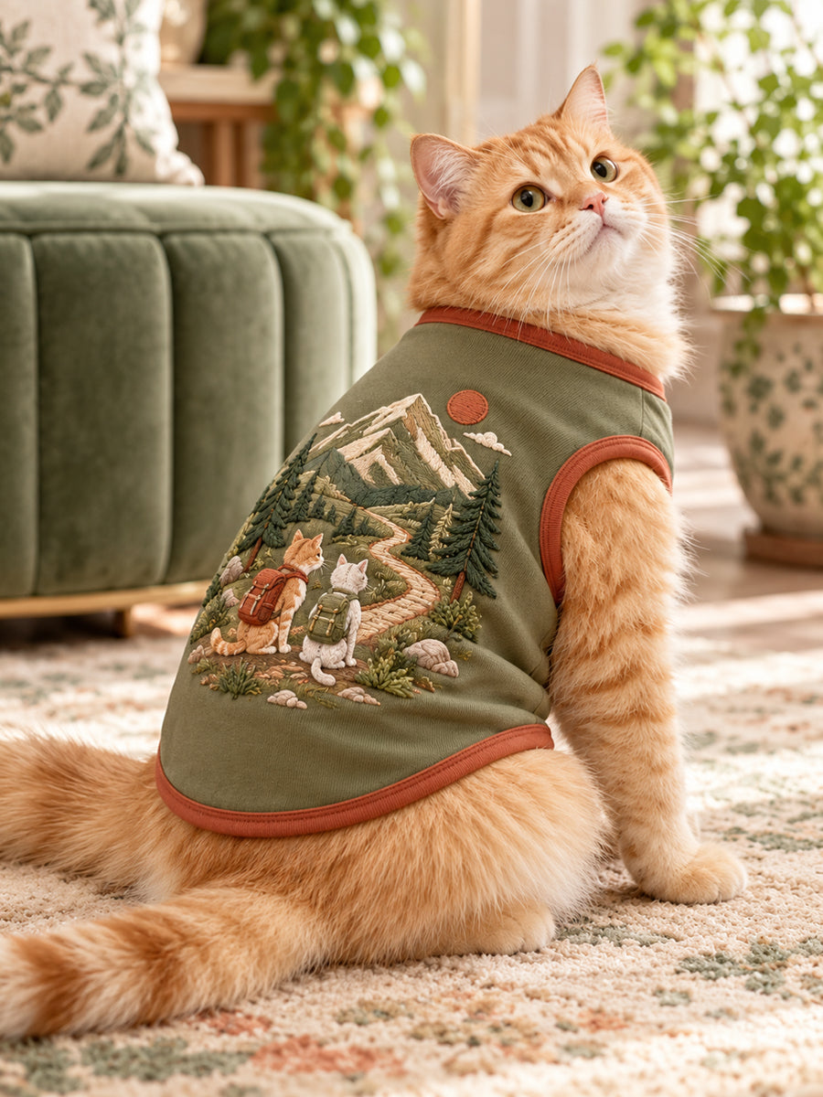 Roliga äventyr katt ärmlösa tank Topp