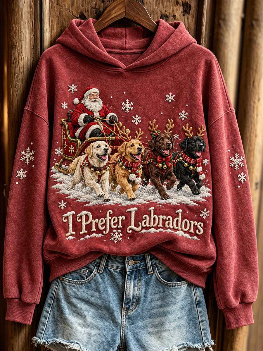 Kvinnors jul jag föredrar Labrador Santa Claus & Hundar Print