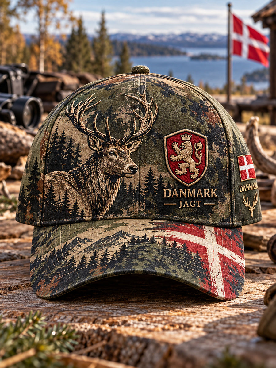 Mäns hatt med jakt-tema tryckt
