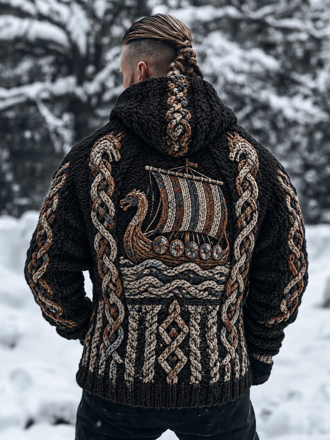 Vikingtröja med huva för män