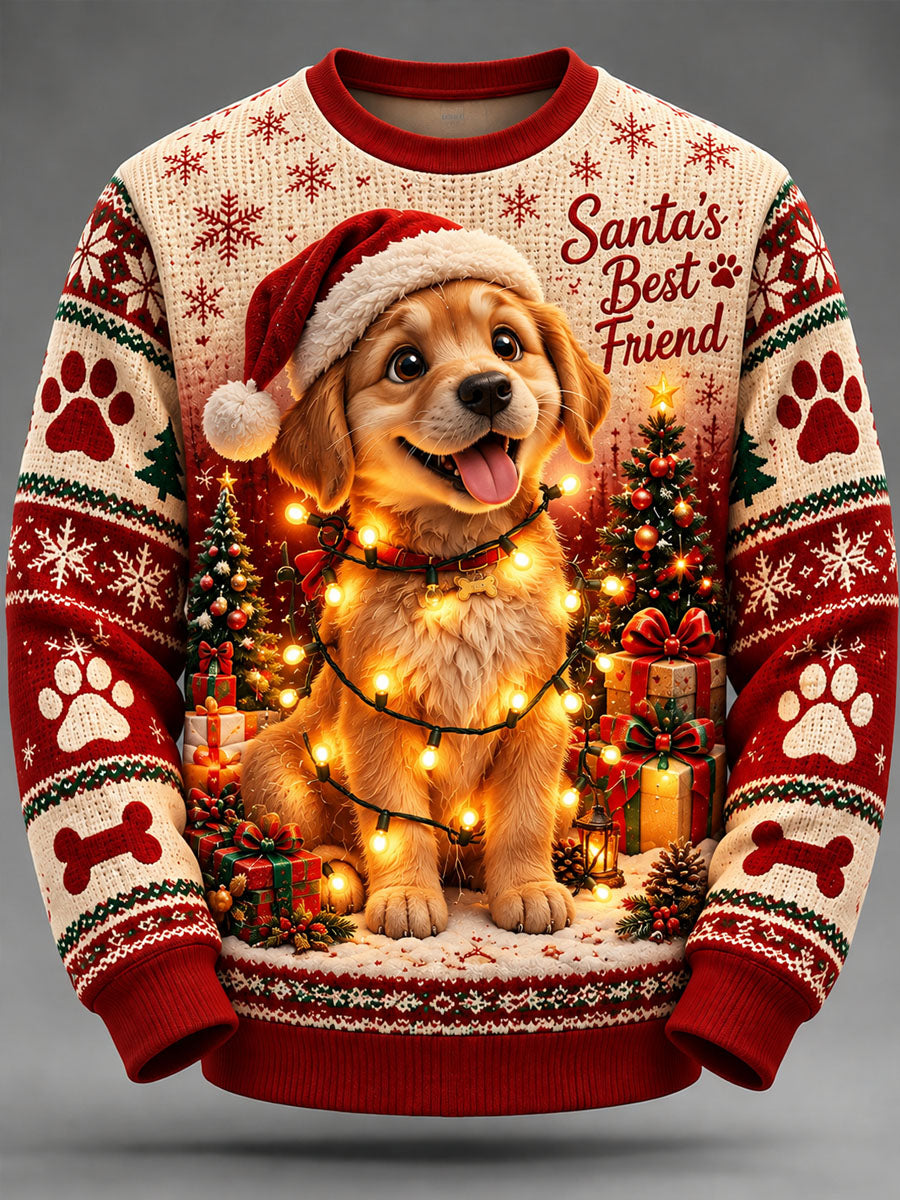Herrens jul Golden Retriever Print Casual Sweatshirt