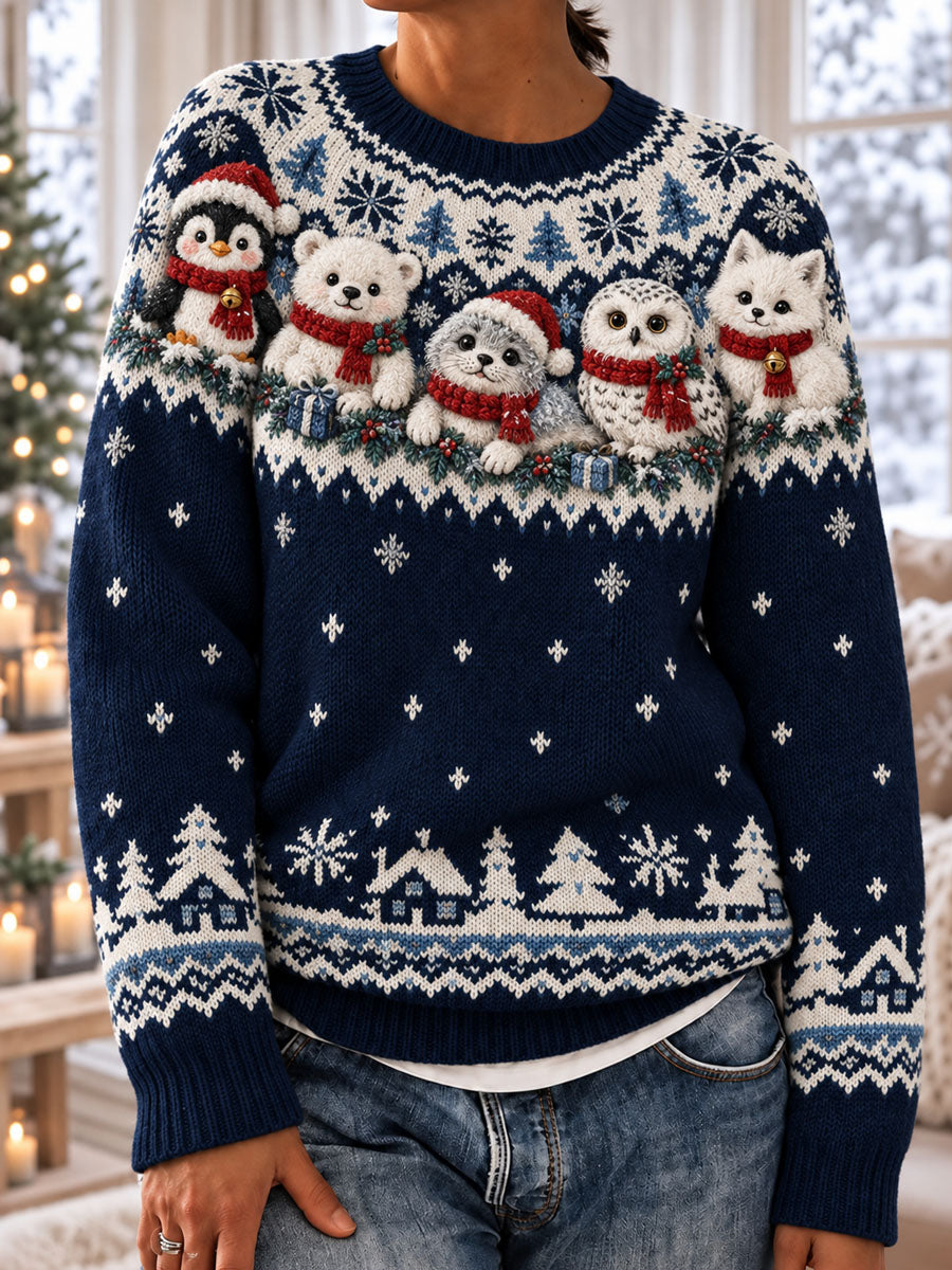 Kvinnors jul djur Print Casual Tröjar
