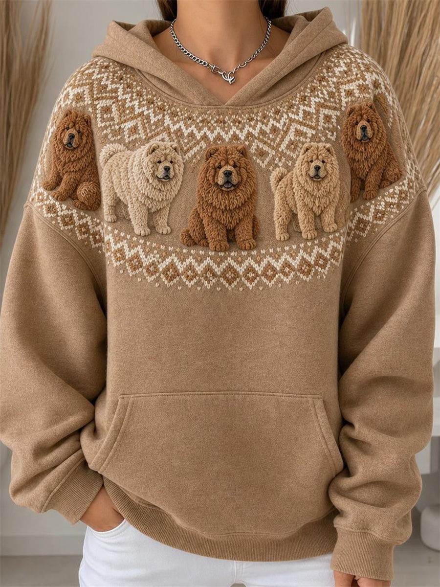 Kvinnors Vintage Chow Chow hundar Yoke Isle Mönster Skriv ut huvat