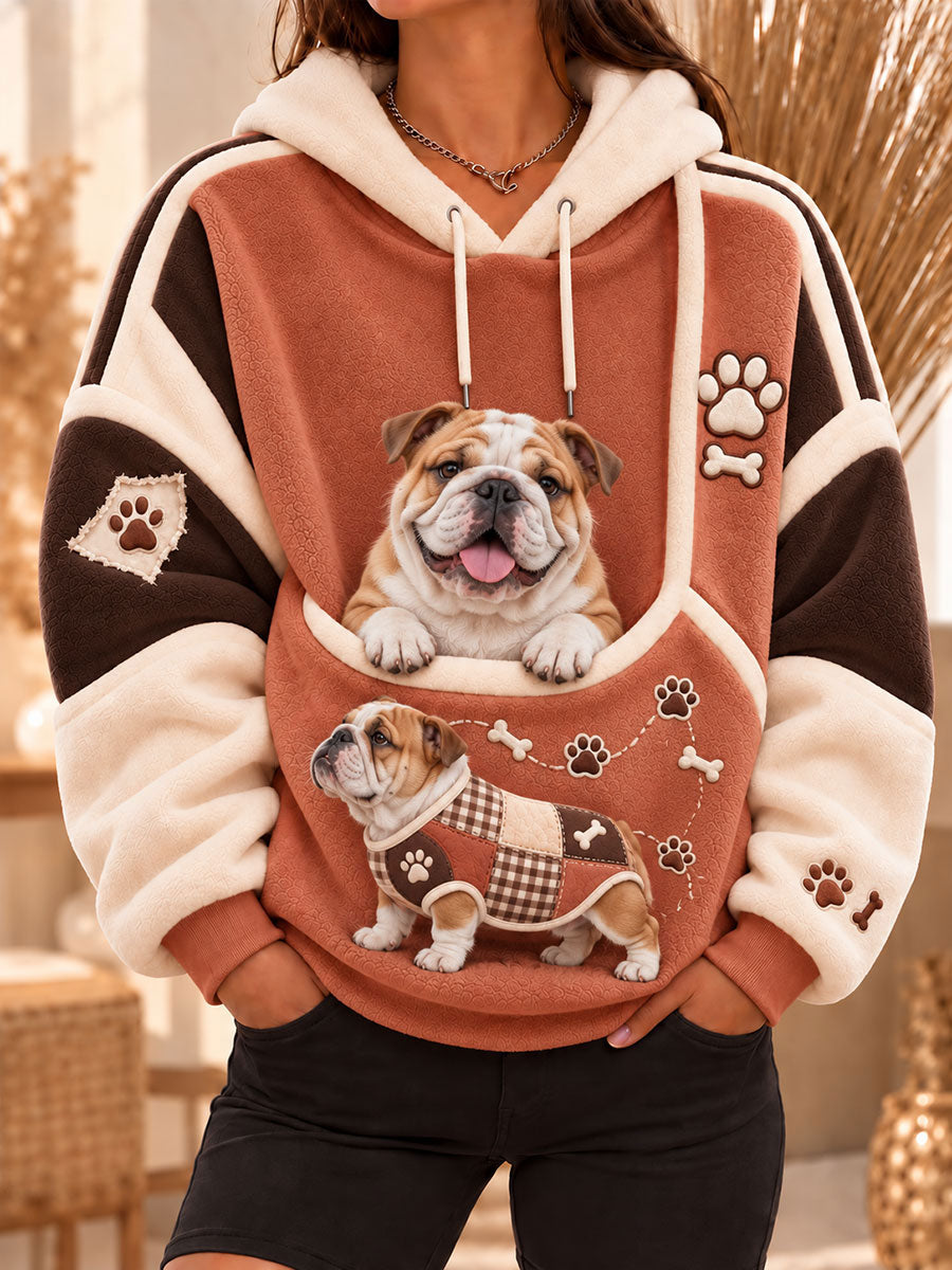 Kvinnors engelska Bulldog Flannel Hoodies
