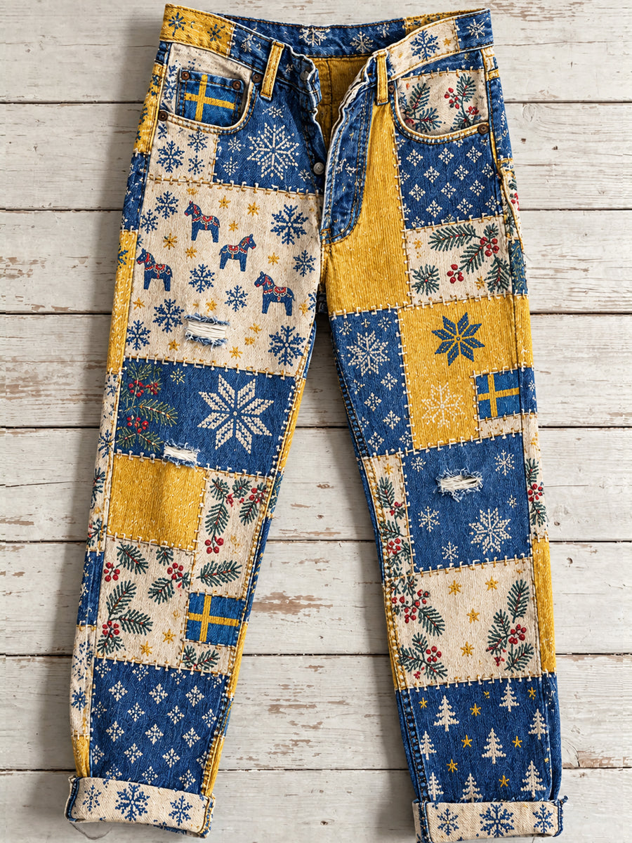 Damer, svenska julkonsttryck på jeans