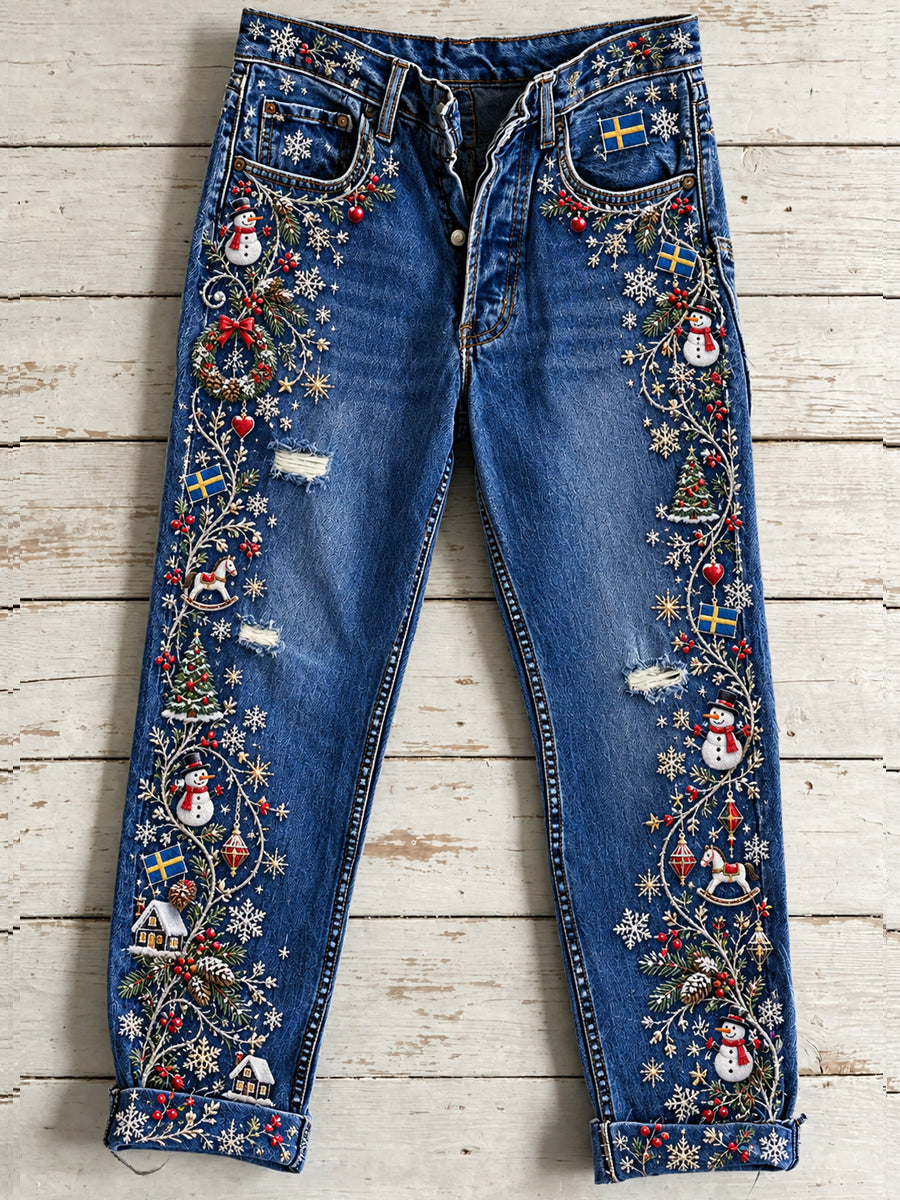 Damer, svenska julkonsttryck på jeans