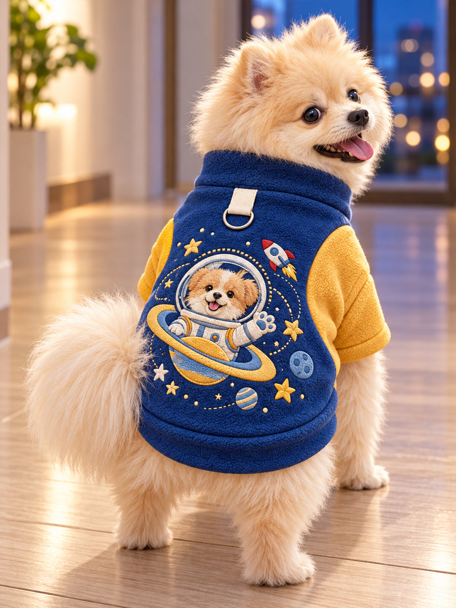 Rolig “Space Dog” Kort ärm T-shirt för hundar