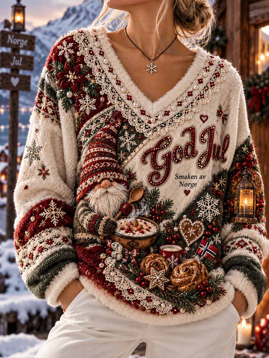 Kvinnors traditionella jul Print Sweatshirt