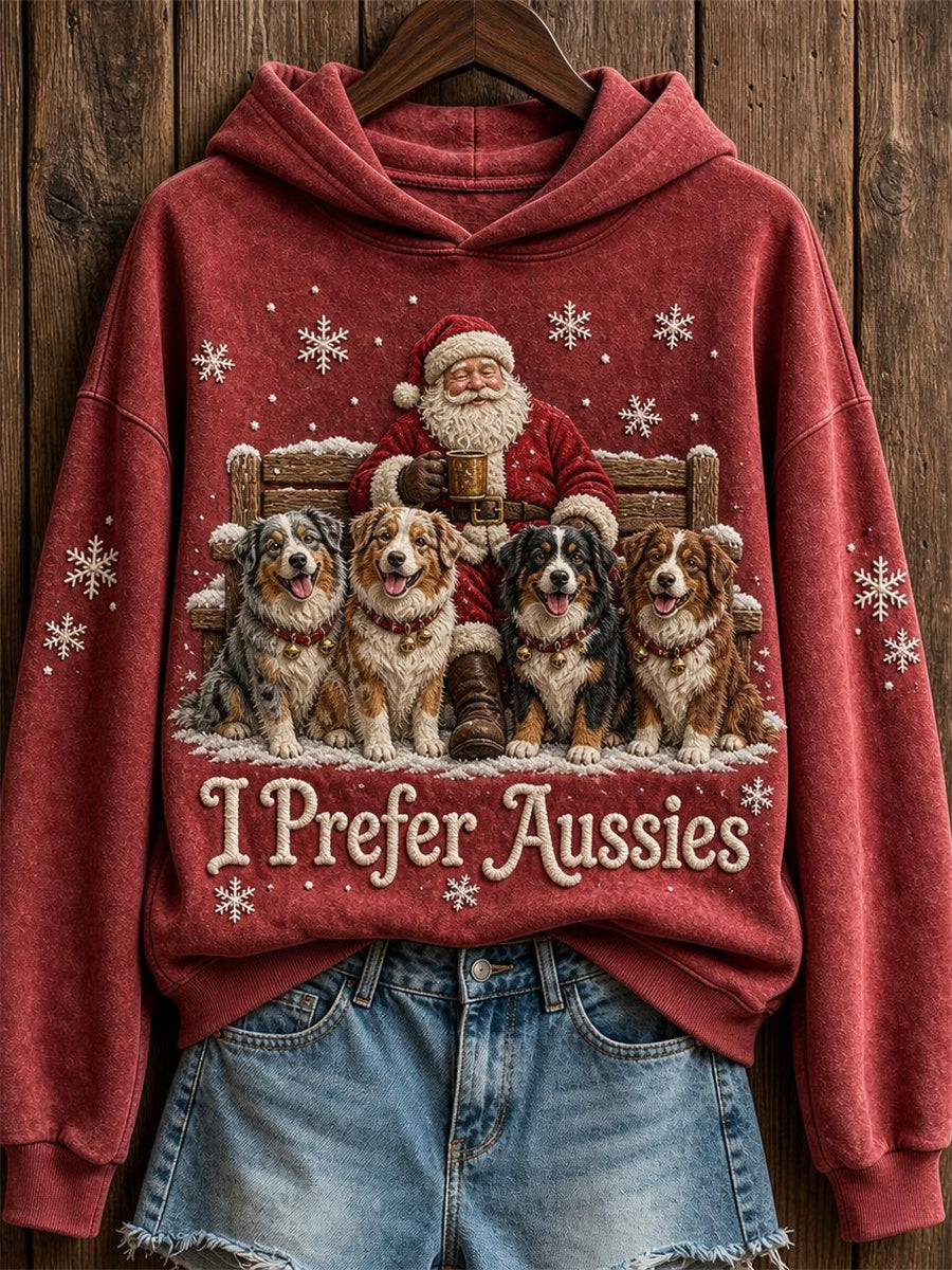 Kvinnors jul jag föredrar Australien Jultomten & Hundar Print