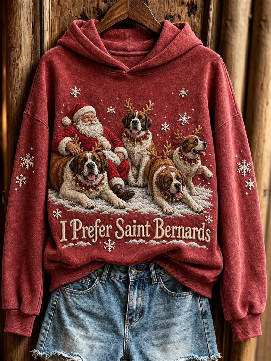 Kvinnors jul jag föredrar Saint Bernards Santa & Hundar Print