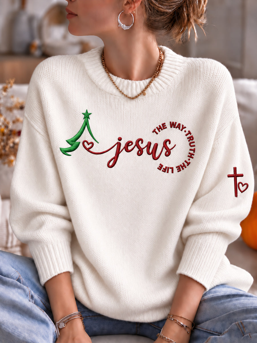 Kvinnors kristna Jesus Vägen, The Ttuth, The LifeJOHN 14:6 Kors Lång ärm tröjar