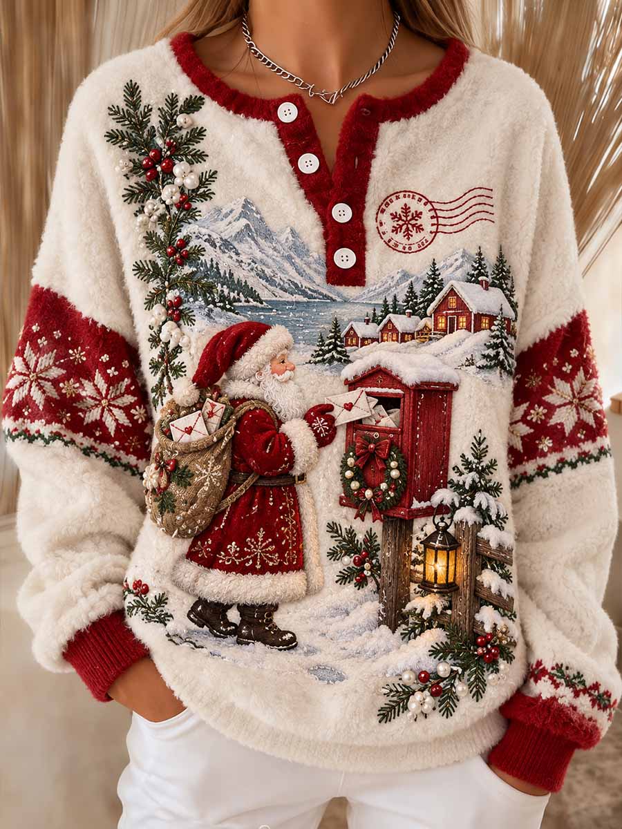 Damer Tröja med traditionell jultema-tryckning