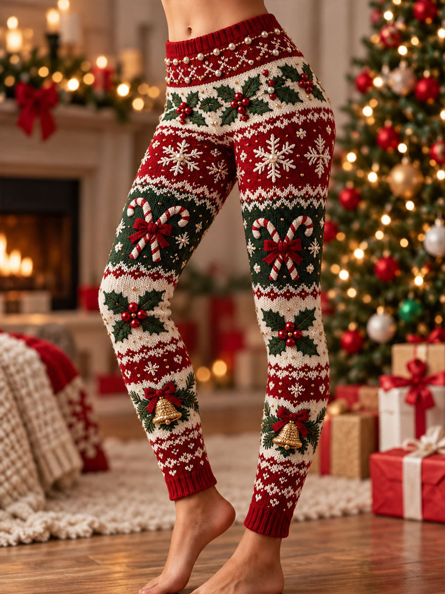Kvinnors jul Jacquard Skriv ut Casual Leggings