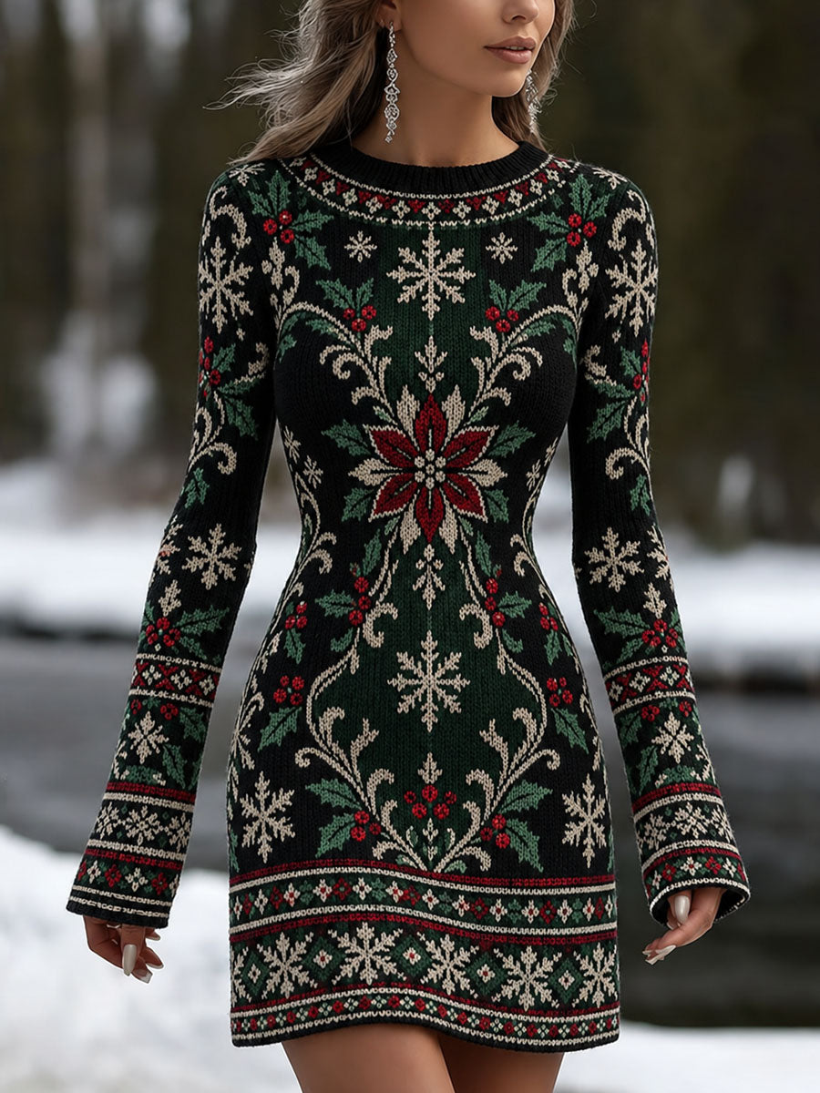 Kvinnors jul Floral Print Casual Klänning