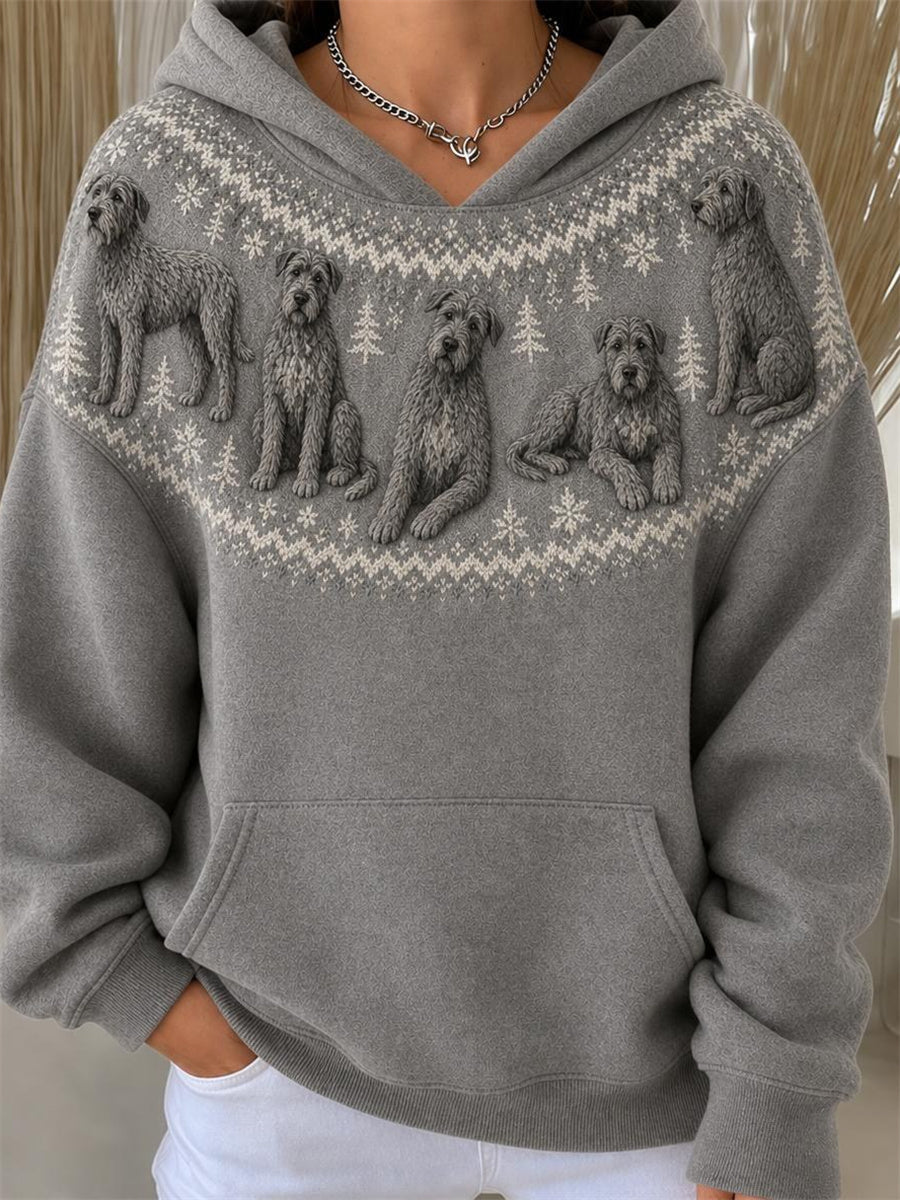 Kvinnors Vintage Irländska Wolfhound hundar Yoke Isle Mönster Print