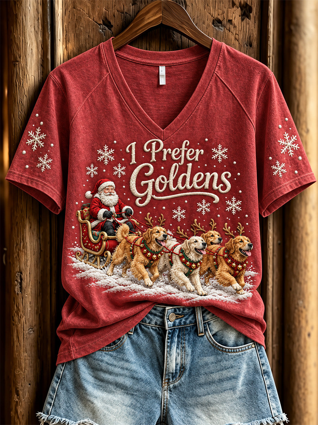 Women's I föredrar Goldens Mönster Orsaker V-hals kortärmad T-shirt