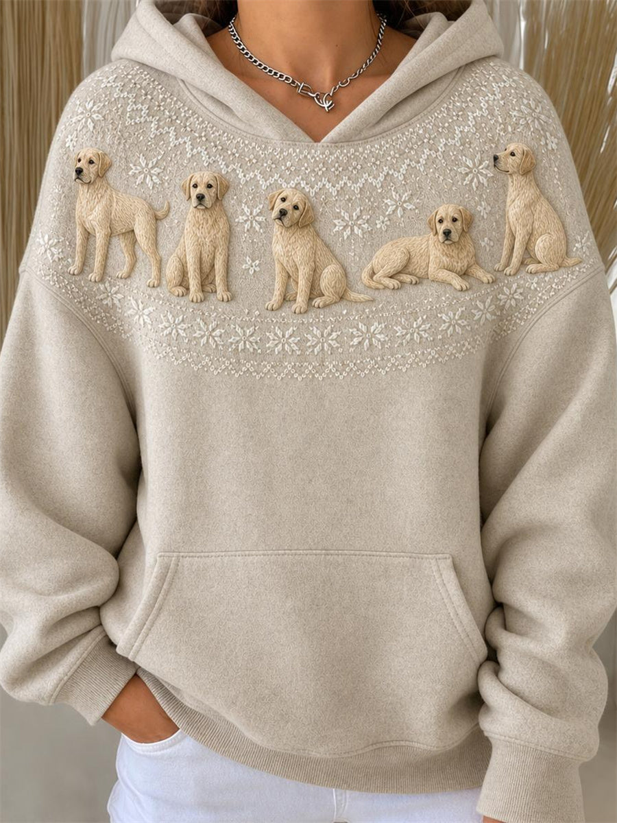 Kvinnors Vintage Cream Labrador hundar Yoke Isle Mönster Skriv ut huvat