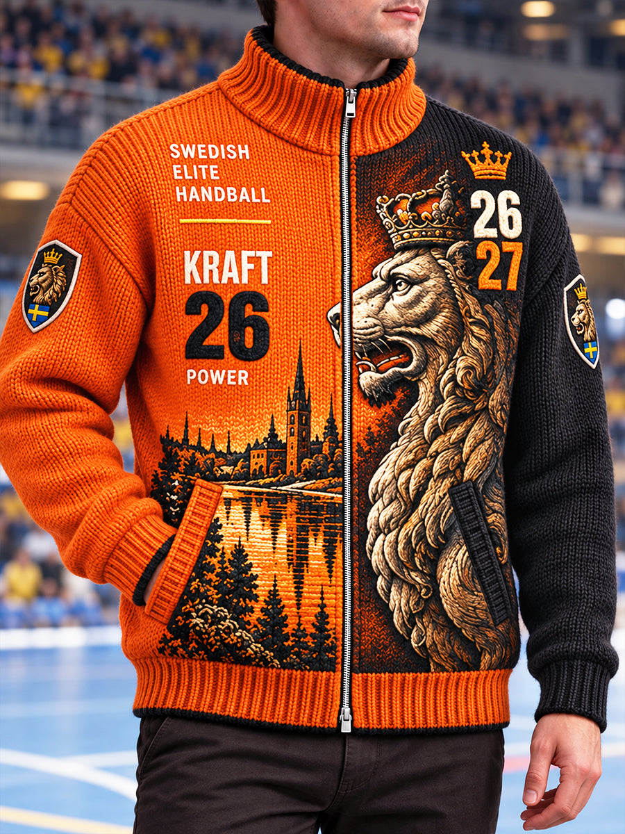 Mäns handboll IFK Kristianstad 'Lejon' Skriv ut Casual Zip-Up Jacka
