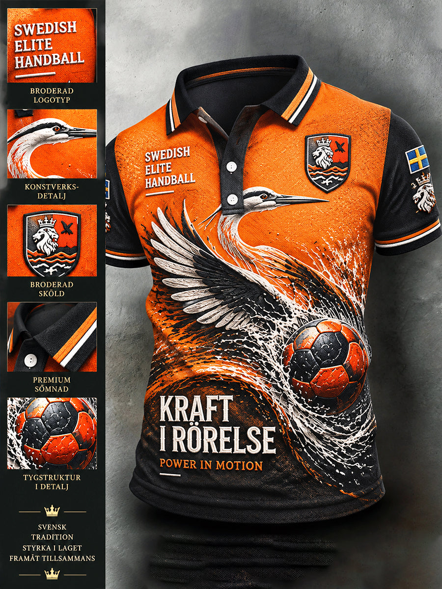 Mäns IFK Kristianstad Svensk handboll Egret-Print Casual Polo tröj