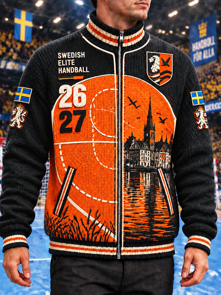 Mäns IFK Kristianstad Svensk handboll Tryckt Casual Zip-Up Jacka