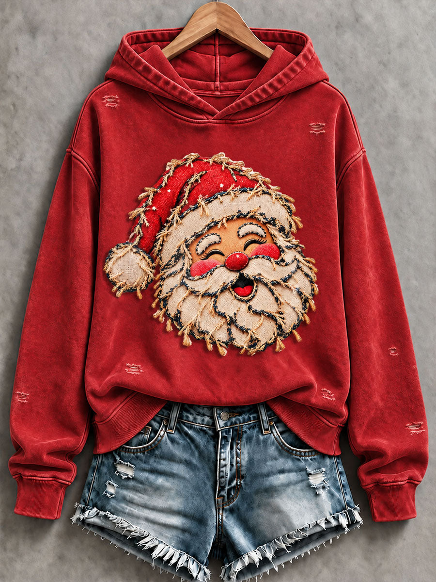 Kvinnors Vintage Julen Claus Regelbundna Hoodie.