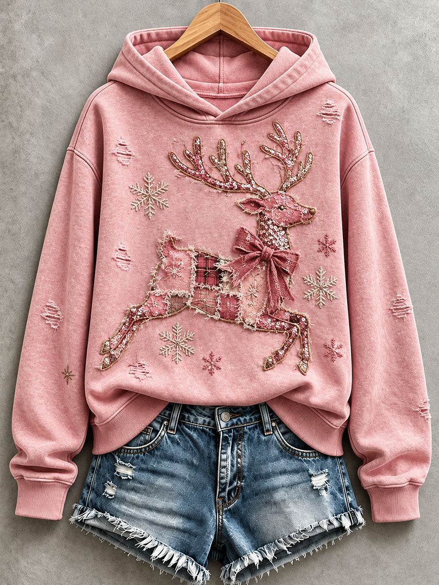 Damsvart ren-hoodie