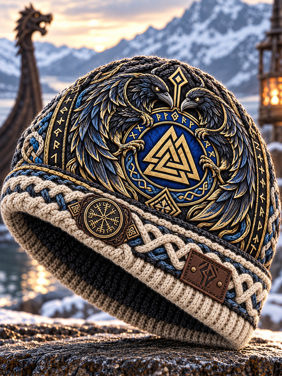 Vikingkonst Vintage Varm, kallstickad mössa för höst och vinter