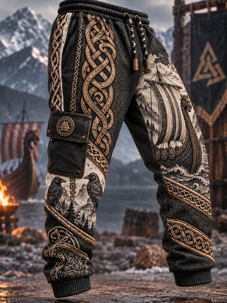Vikingartig fritidströja och byxor för män