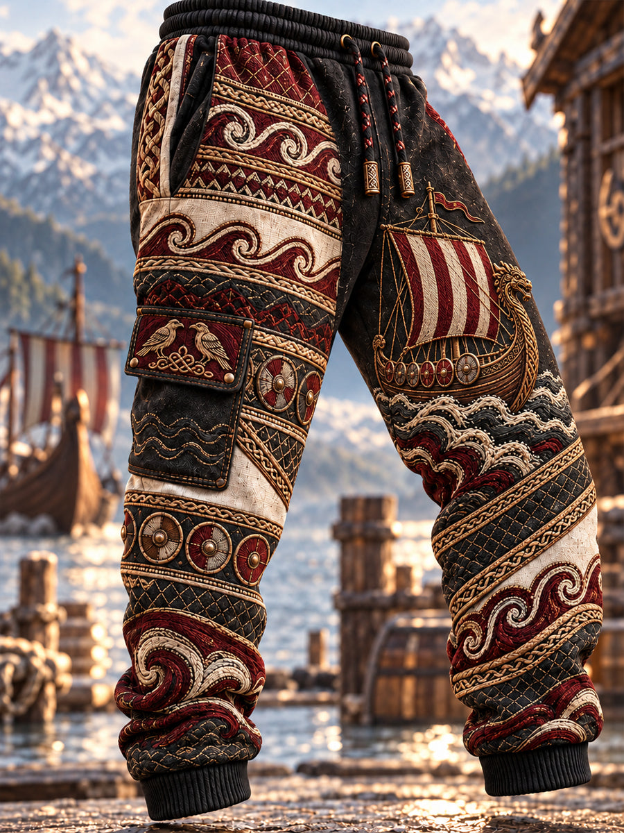 Vikingartig fritidströja och byxor för män