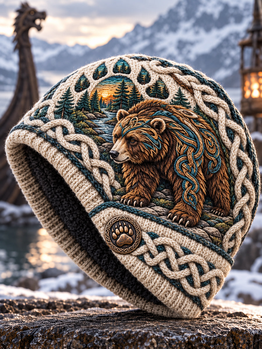 Vikingkonst Vintage Varm, kallstickad mössa för höst och vinter
