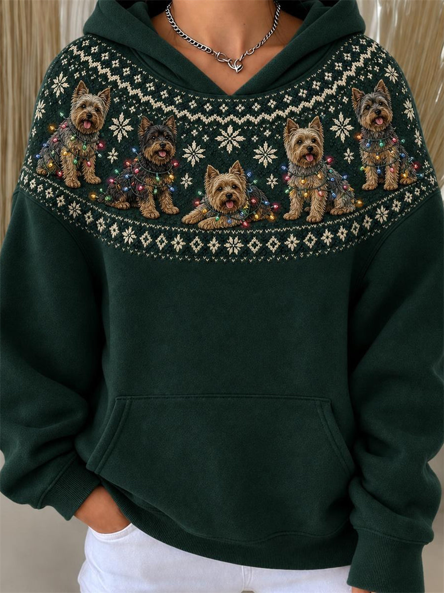 Kvinnors jul Yorkie Hundar Joke Isle Mönster Print
